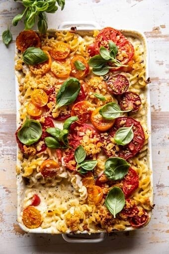 One Pot 4 Cheese Caprese Mac and Cheese | halfbakedharvest.com