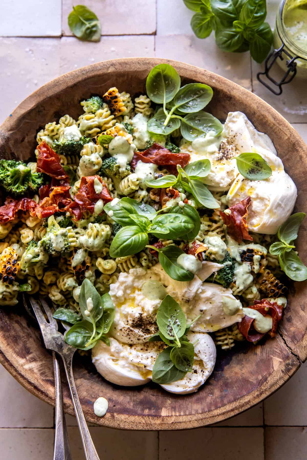 Broccoli Burrata Pasta Salad | halfbakedharvest.com