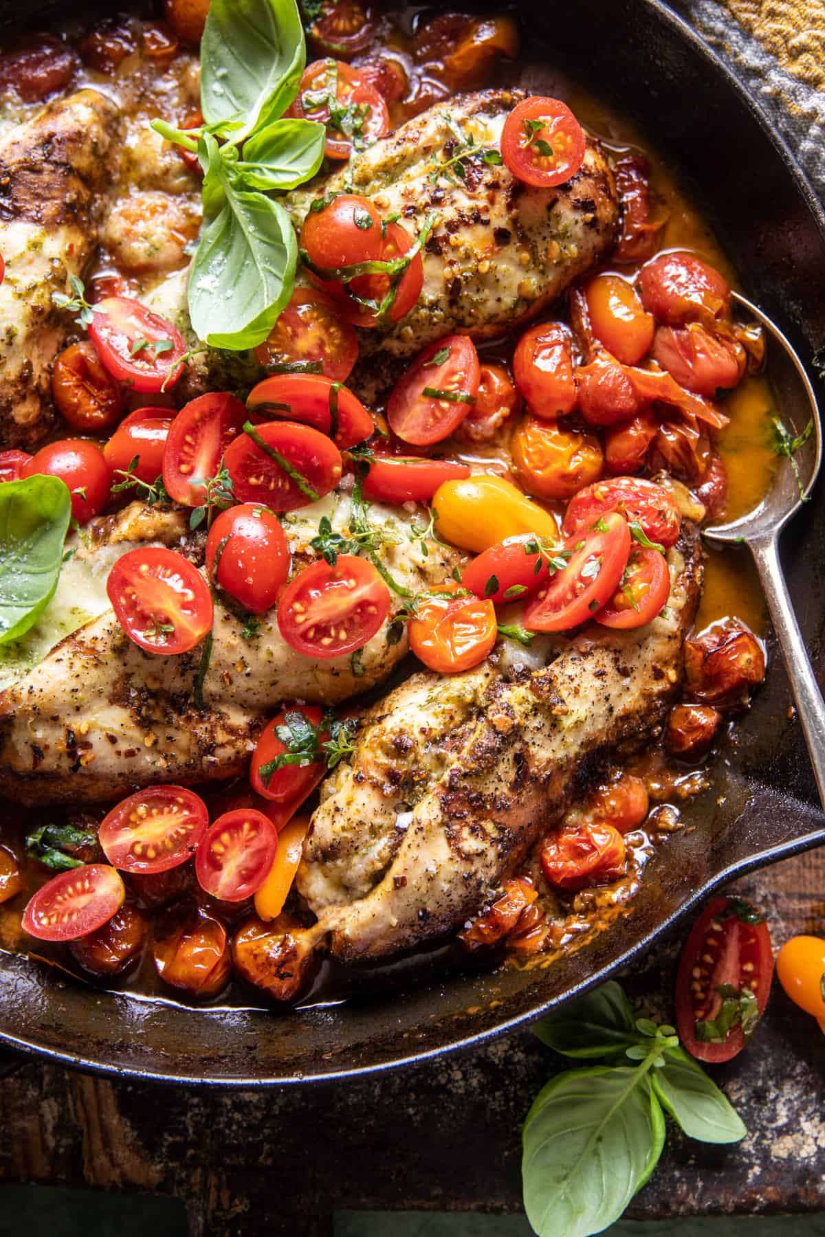 Cheesy Tomato Basil Stuffed Chicken | halfbakedharvest.com