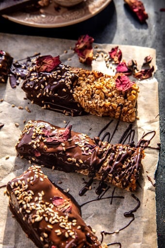 Chocolate Dipped Sesame Oatmeal Bars | halfbakedharvest.com