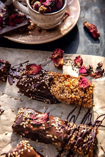 Chocolate Dipped Sesame Oatmeal Bars | halfbakedharvest.com