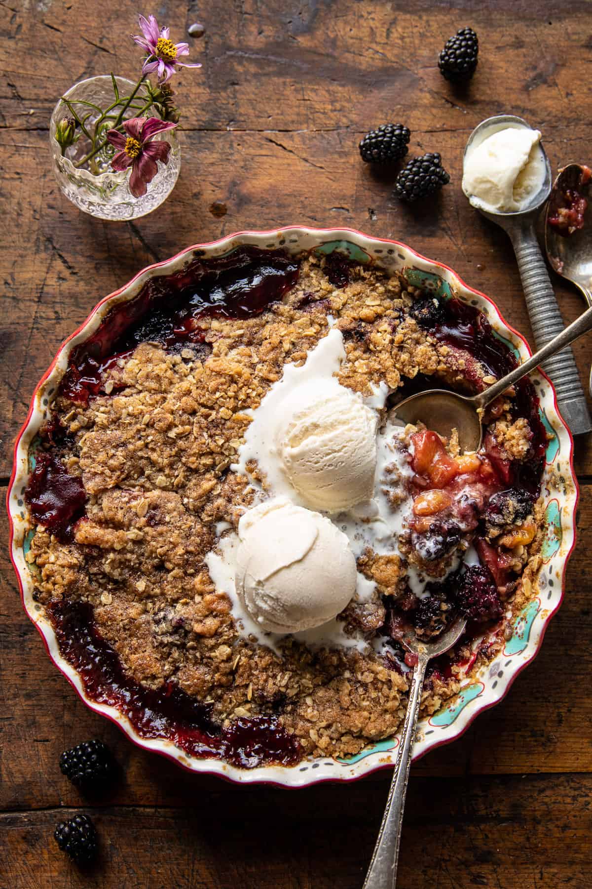 Cinnamon Maple Brown Butter Blackberry Peach Crisp | halfbakedharvest.com