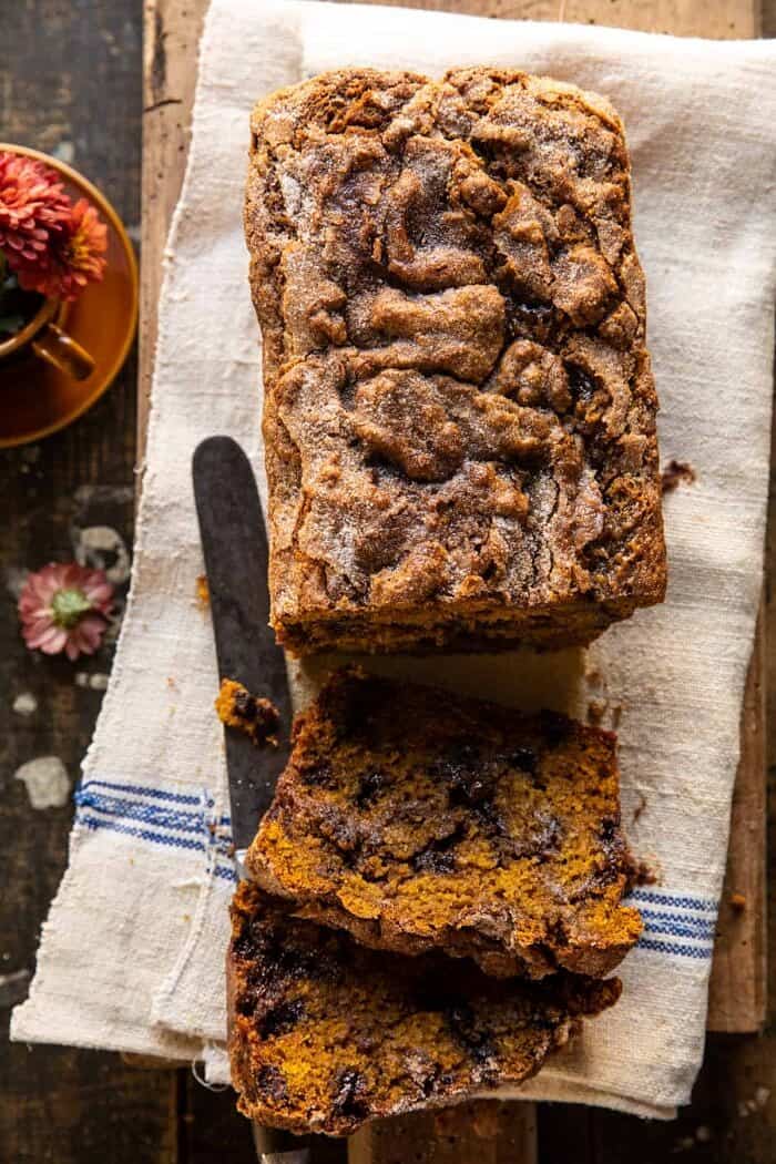 Cinnamon Swirl Chocolate Chip Pumpkin Butter Bread | halfbakedharvest.com