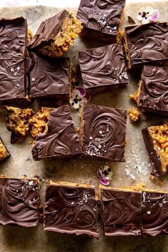 Cookie Dough Chocolate Peanut Butter Bars | halfbakedharvest.com