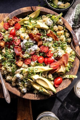 Creamy Avocado Ranch Chicken Pasta Salad | halfbakedharvest.com