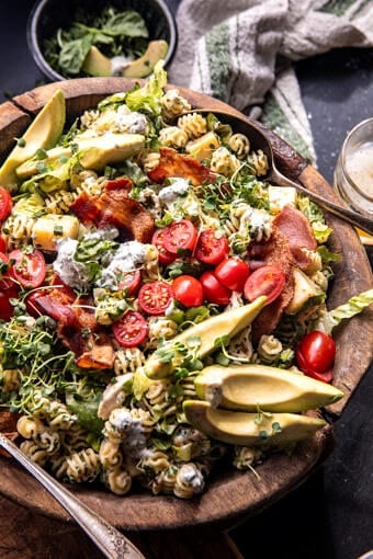 Creamy Avocado Ranch Chicken Pasta Salad | halfbakedharvest.com