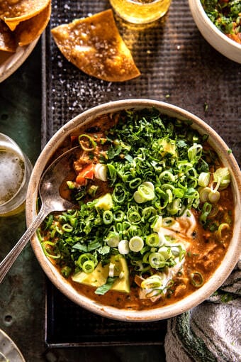 Crockpot Chipotle Queso Chicken Chili | halfbakedharvest.com