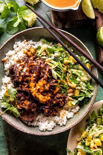 Curried Thai Beef with Peanut Sauce | halfbakedharvest.com