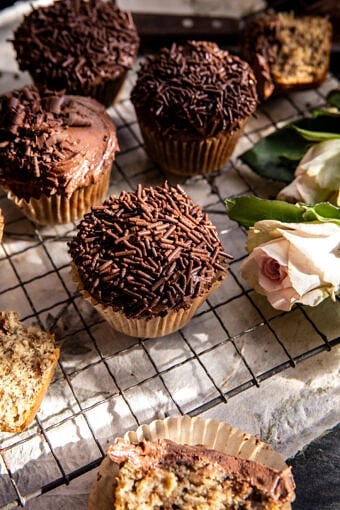 Easy Banana Cupcakes with Espresso Chocolate Frosting | halfbakedharvest.com