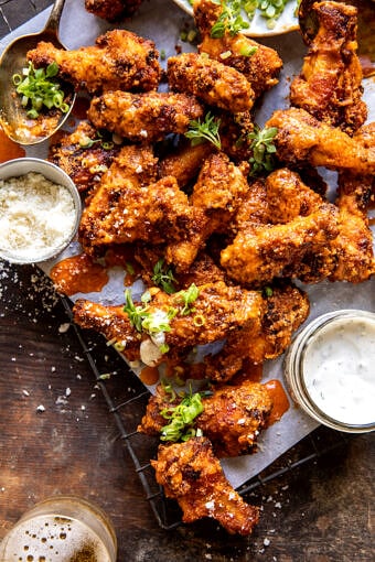 Easy Garlic Parmesan Buffalo Chicken Wings | halfbakedharvest.com