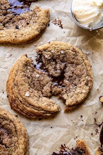 Giant Salted Espresso Hot Fudge Cookies | halfbakedharvest.com