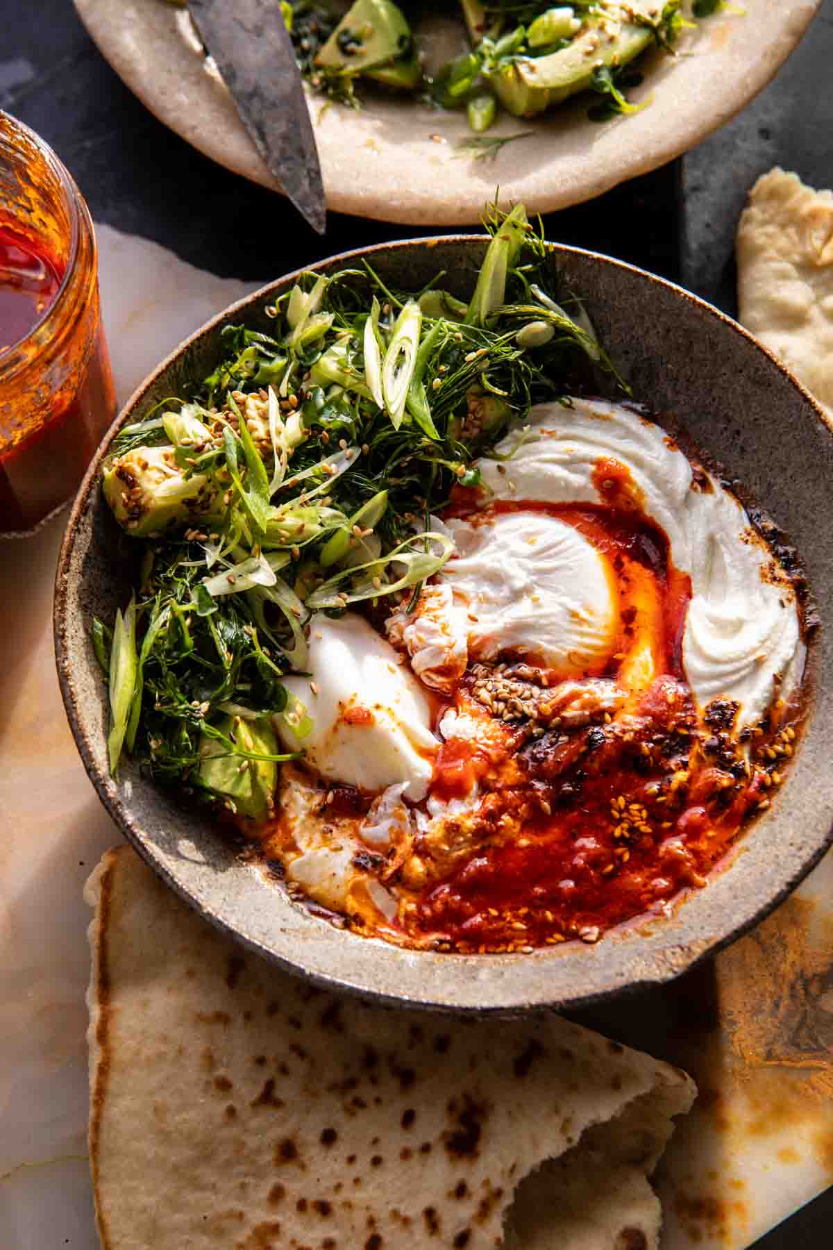 Harissa Eggs in Whipped Goat Cheese | halfbakedharvest.com