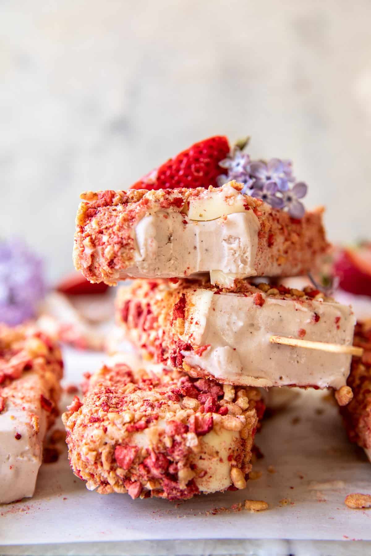 Homemade Strawberry Shortcake Ice Cream Bars | halfbakedharvest.com