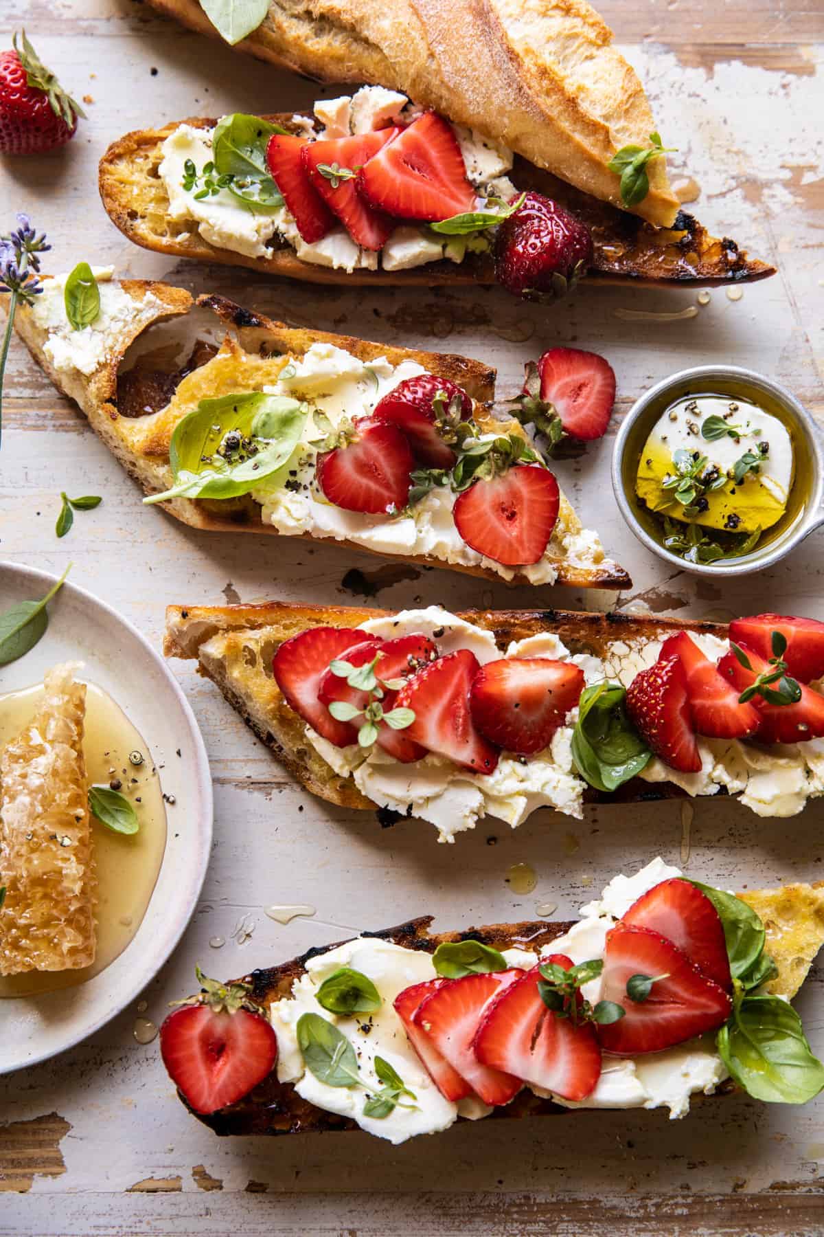 Marinated Goat Cheese Strawberry Crostini | halfbakedharvest.com