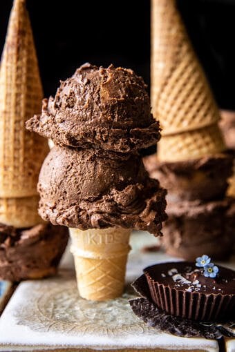 No Churn Chocolate Peanut Butter Ice Cream | halfbakedharvest.com