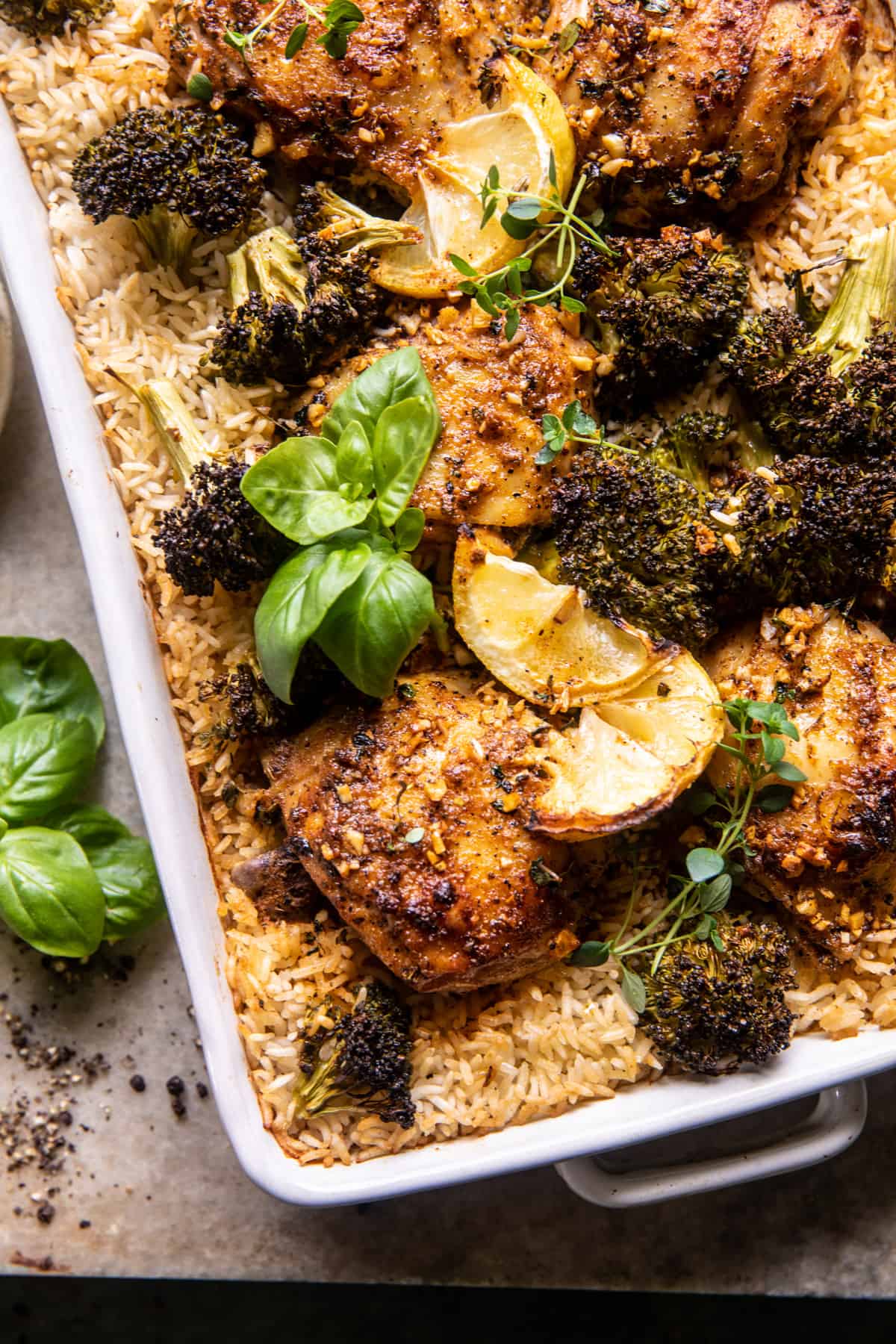 One Pan Lemon Pepper Yogurt Chicken and Rice | halfbakedharvest.com