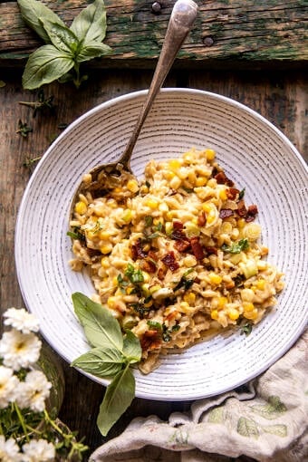 One Pot Cheesy Creamed Corn Orzo | halfbakedharvest.com