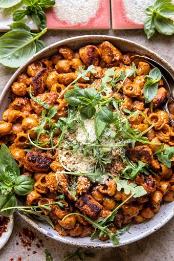 One Pot Creamy Roasted Red Pepper Chicken Pasta | halfbakedharvest.com