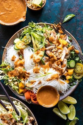 Peanut Chicken Spring Roll Bowls | halfbakedharvest.com