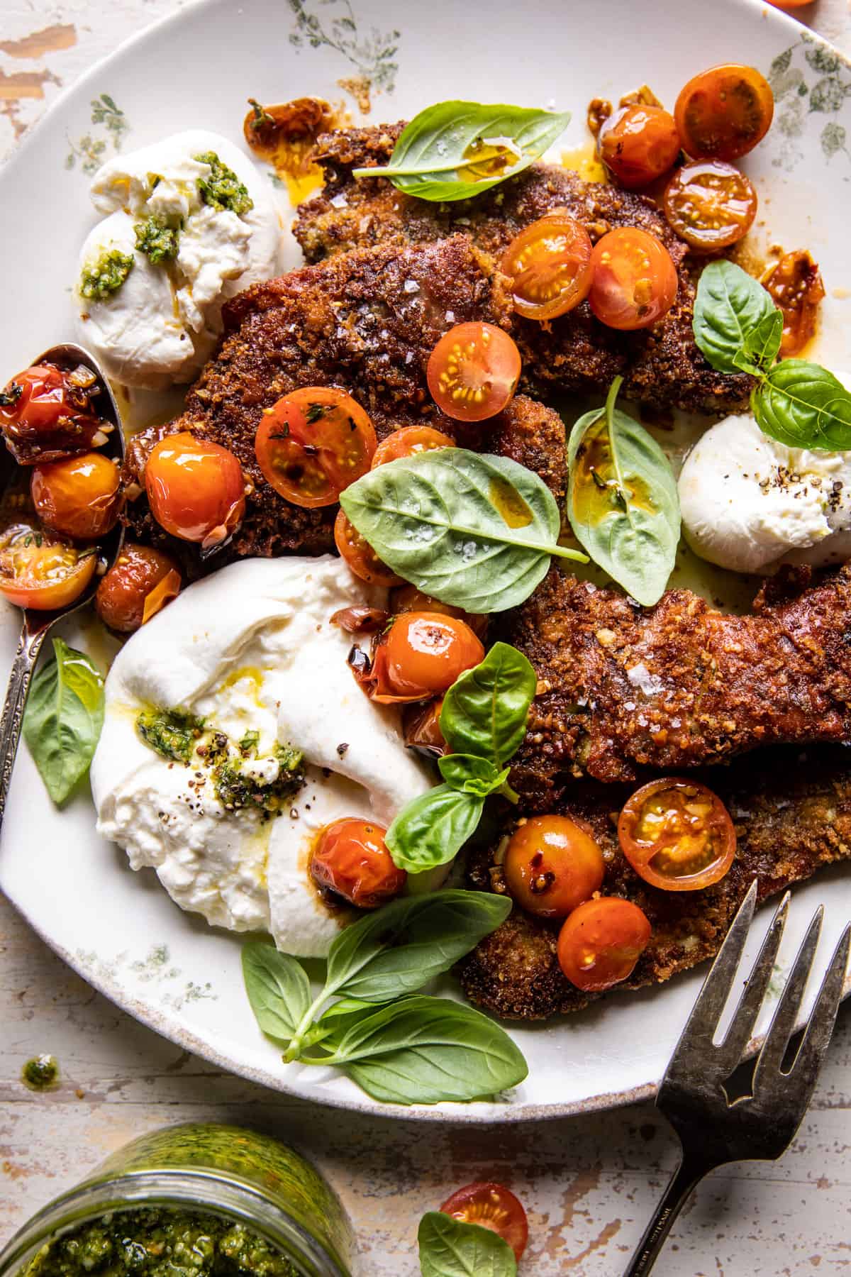 Pesto Chicken Saltimbocca with Burst Tomatoes and Burrata | halfbakedharvest.com