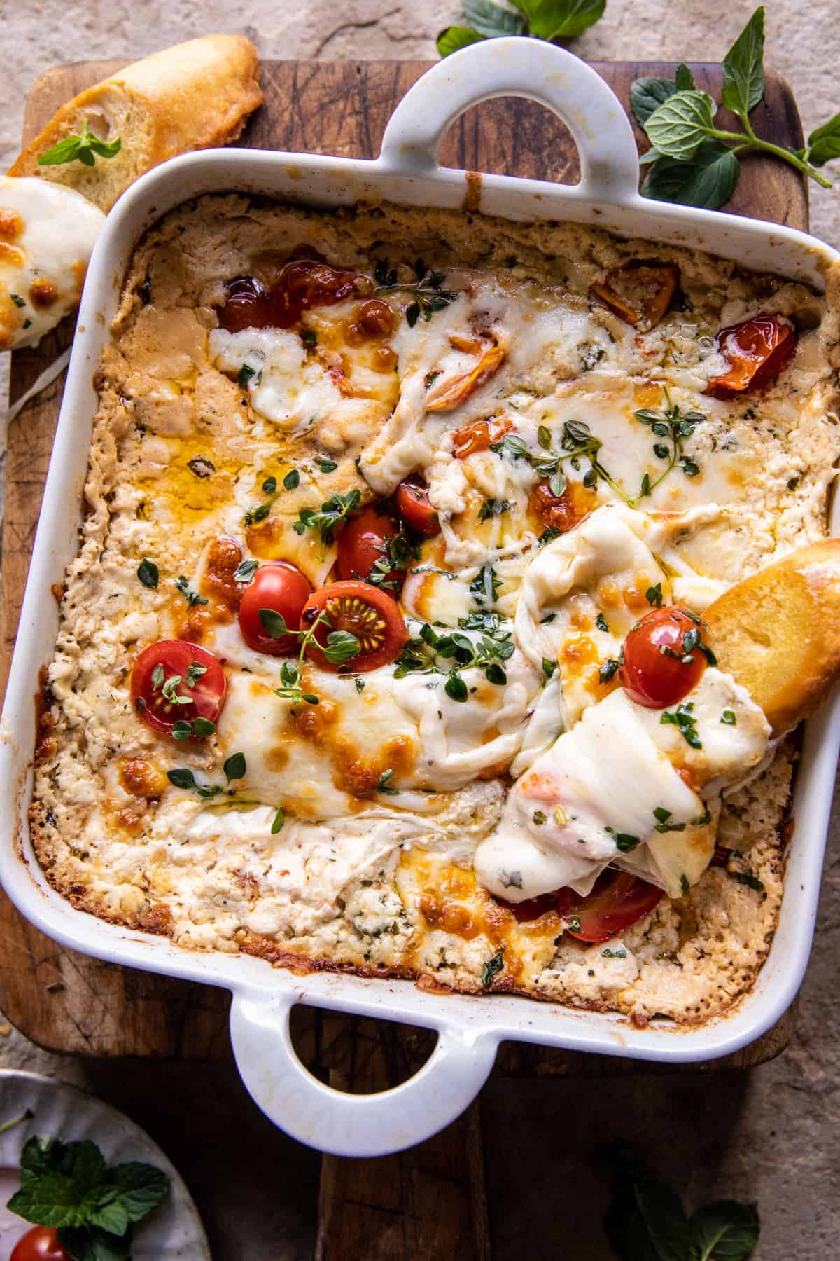 Roasted Garlic Caprese Dip | halfbakedharvest.com