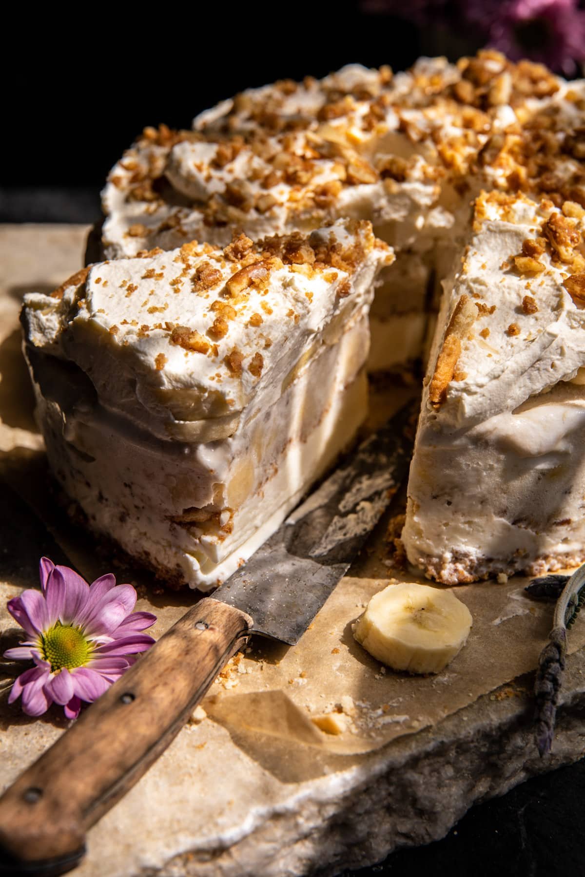 Salty Pretzel Banana Pudding Ice Cream Cake Cake | halfbakedharvest.com