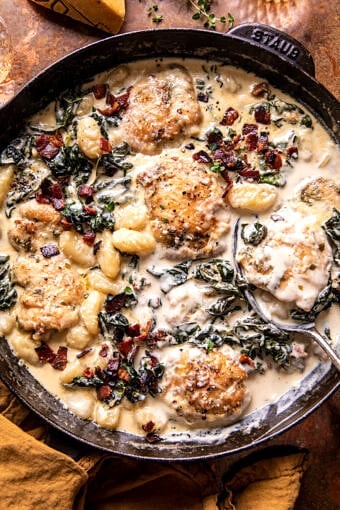 Skillet Creamy Chicken and Parmesan Gnocchi | halfbakedharvest.com