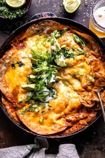 Skillet Creamy Chipotle Chicken Enchiladas | halfbakedharvest.com