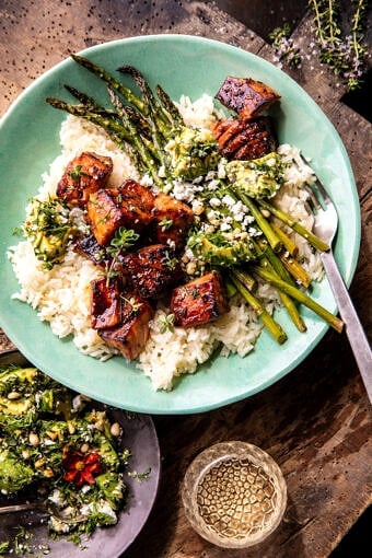 Spicy Honey Balsamic Salmon Bowls | halfbakedharvest.com