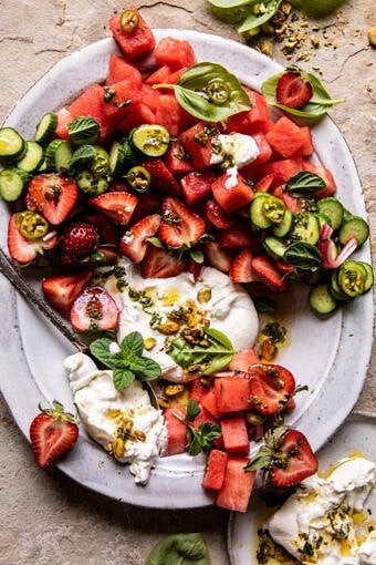 Strawberry Watermelon Salad with Burrata | halfbakedharvest.com