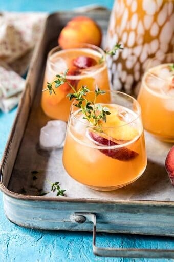 Sweet Bourbon Peach Lemonade | halfbakedharvest.com #peaches #bourbon #lemonade