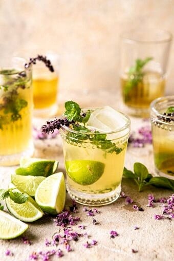 White Tea and Muddled Basil Mojito | halfbakedharvest.com #cocktails #healthyrecipes #spring #summer #mojito #rum